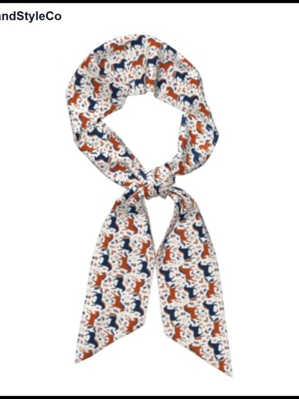 Satin Scarf Women Horse Print Neckerchief Hair Band Handbag Accessory